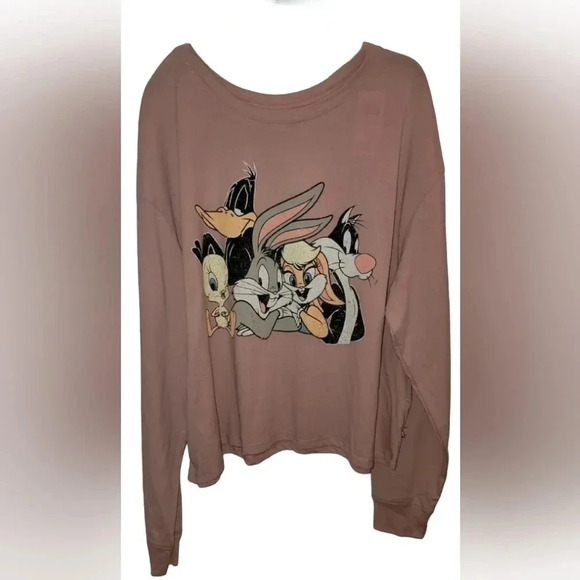 NWT Looney Tunes Women's Cropped Long Sleeve Graphic Tee Size 3XL - Picture 1 of 8